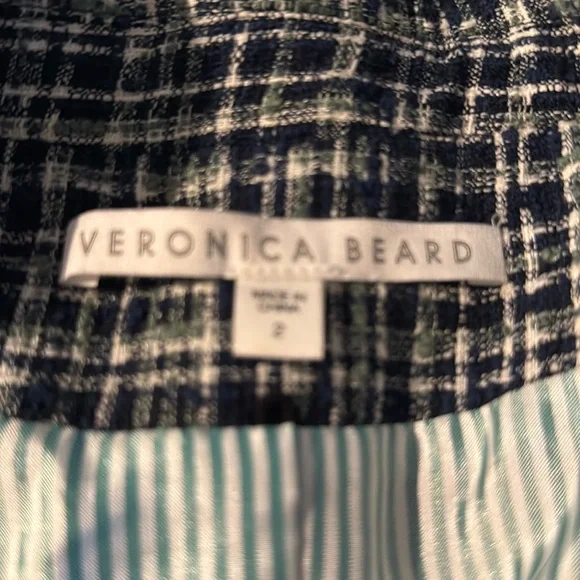 Veronica Beard Navy Blue Tweed Cutaway Dickey Jacket Blazer - Picture 12 of 13